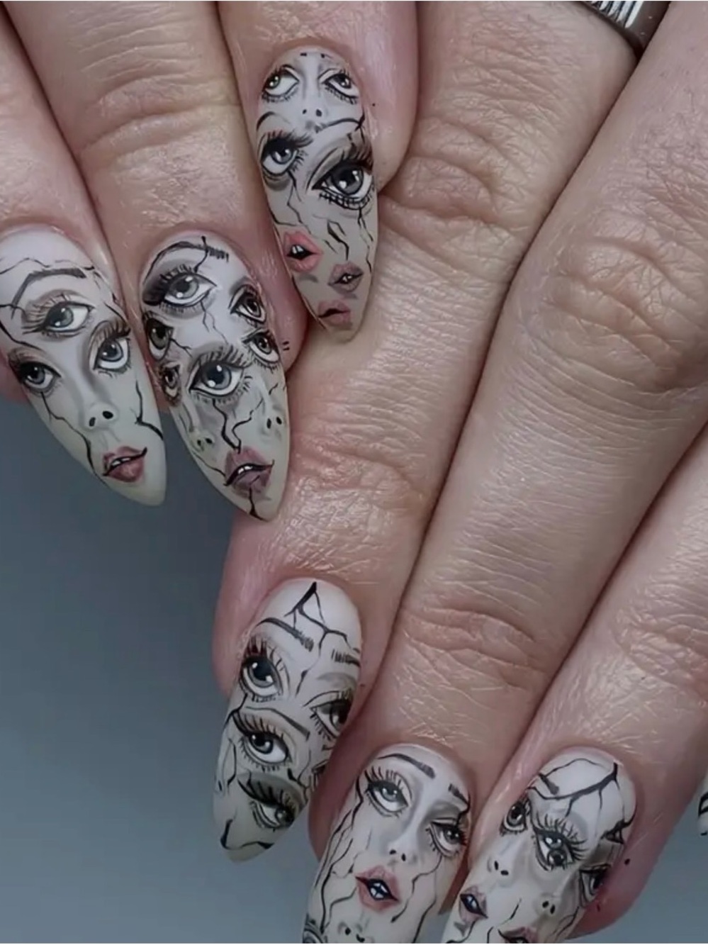 Matte Nude Multi-Eye ArtPress-On Nails - Women Makeup